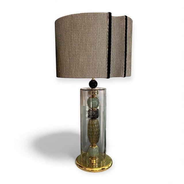 Murano Murano Glass Column Lamp with Blue Spheres, 1970s For Sale - Image 4 of 4