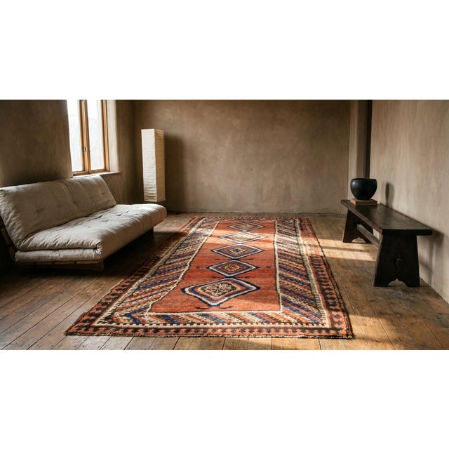 Orange 1890s Orange Salmon Medallion Antique Persian Kurdish Rug 3'9" X 8'10" Handknotted Wool Carpet For Sale - Image 8 of 8