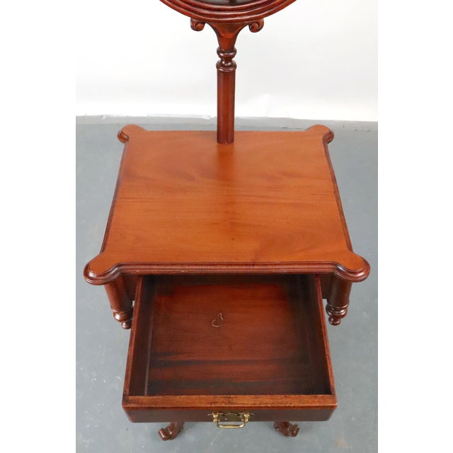 Early 20th Century Early 20th Century Wooden Shaving Stand With Tilting Beveled Mirror For Sale - Image 5 of 10