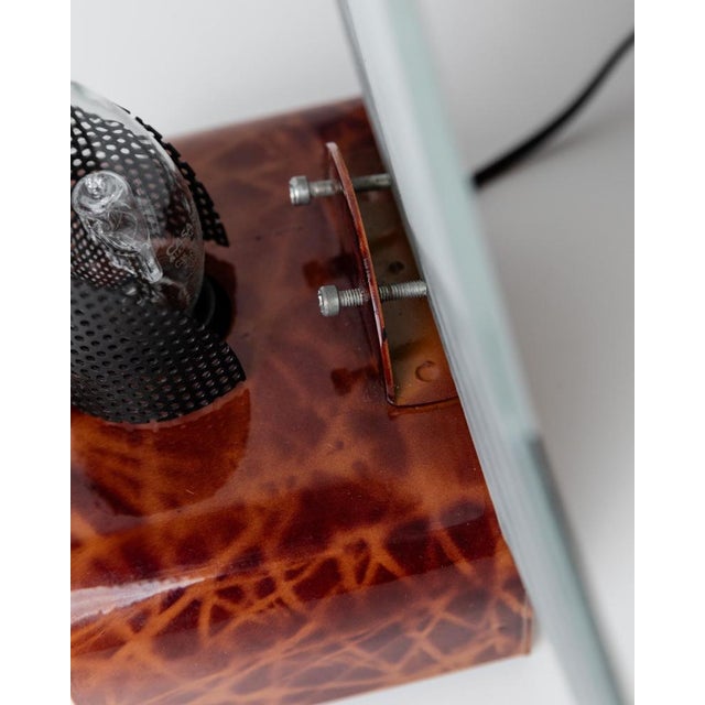 Vintage Sculptural Murano Glass Table Lamps with Brown Metal Holders, Italy, 1980s, Set of 2 For Sale - Image 9 of 11