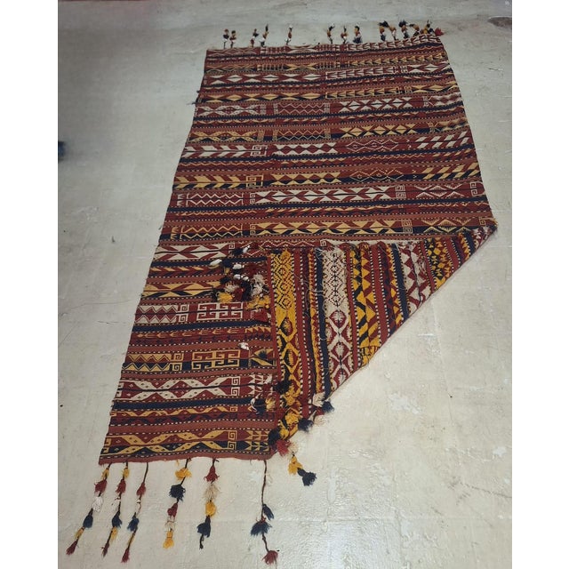 Vintage Moroccan Hanbel Flat Weave Wool Rug, 6'5" X 8'9", Mid-Century Berber Textile For Sale In Los Angeles - Image 6 of 6