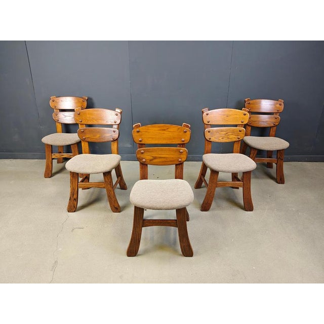 Vintage Brutalist Dining Chairs, 1960s, Set of 5 For Sale - Image 11 of 12