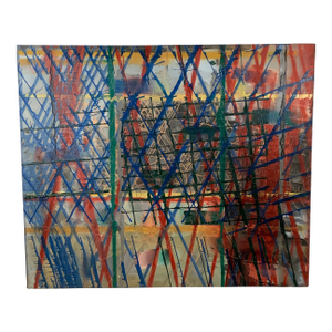 Large Contemporary Architectural Abstract Painting, 70x59