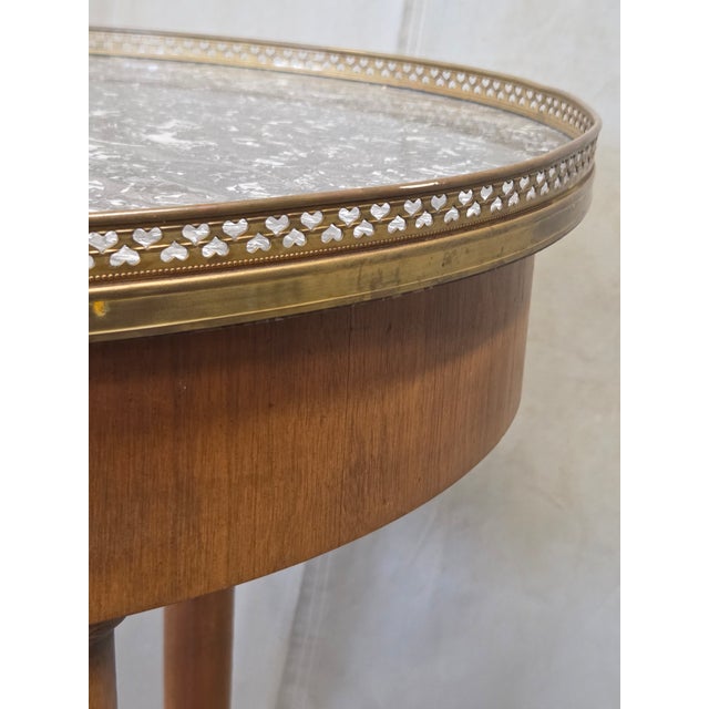 Brown Antique 1930s French Empire or Art Deco Cherry Guéridon Table With Black Marble For Sale - Image 8 of 13