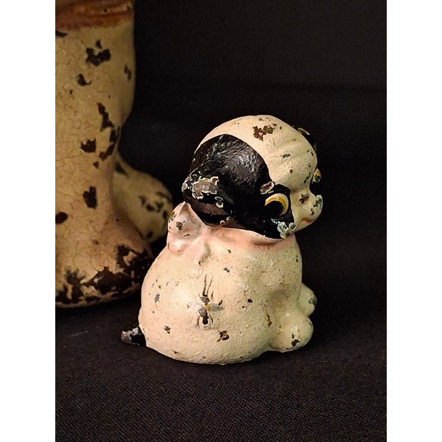 Antique Hubley Cast Iron Puppo Dog Coin Bank & Miniature Figure Set Grace Drayton For Sale In Boston - Image 6 of 17