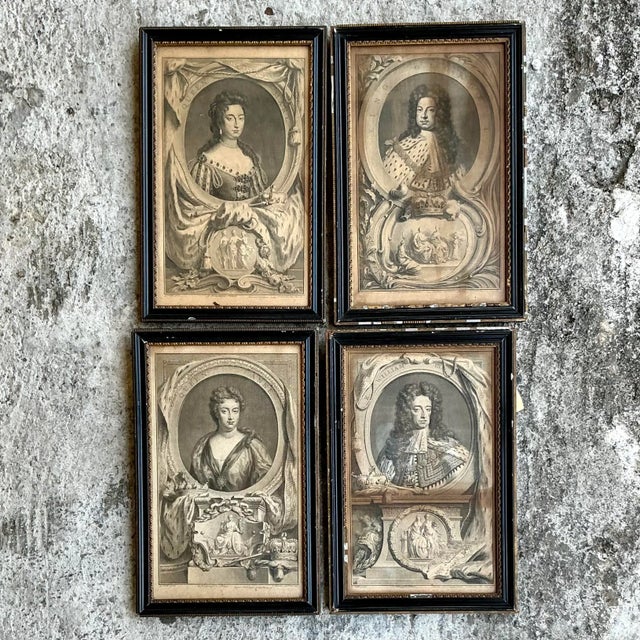 Vintage Boho Royal Engravings - Set of 4 For Sale In West Palm - Image 6 of 10