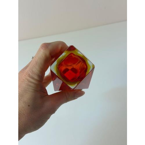 Red and Yellow Murano Glass Block Vase from Vetreria Artistica Oball For Sale - Image 10 of 11