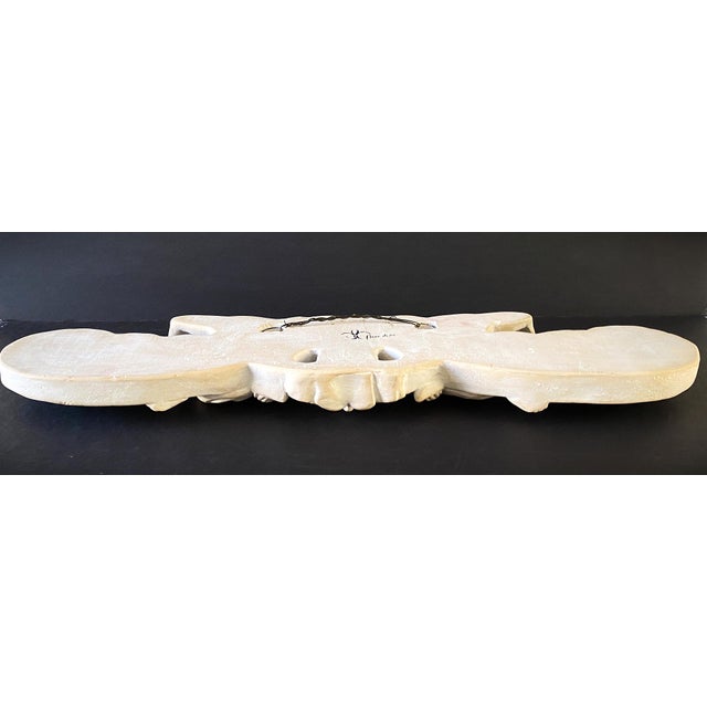 MId Century Chalkware, Baroque Over Door Pediment, Putti-Cherubs, Trumpets, Gargoyle Face 21.5" Wide For Sale - Image 10 of 18