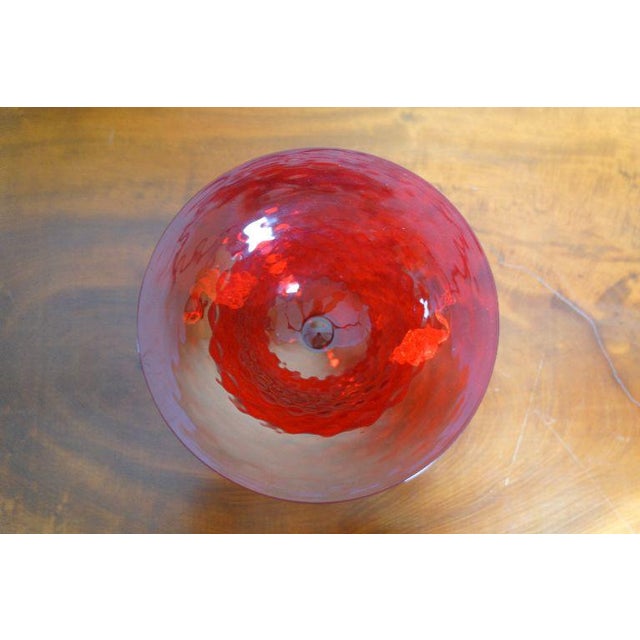 Vintage Ruby Red Murano Art Glass Footed Compote With Applied Grapes For Sale - Image 10 of 11