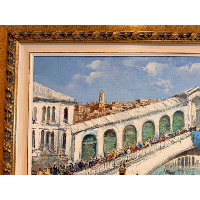 Original Ciro Canzanella Oil Painting "Ponte Di Rialto" 42x57 For Sale - Image 15 of 16