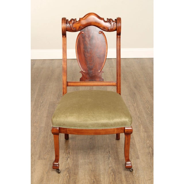 Antique Set Of Two Victorian Lion Carved Side Parlor Chairs For Sale - Image 11 of 12