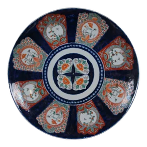 Large Antique Japanese Meiji Imari Floral Porcelain Charger Plate