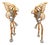 1960s Mid-Century Two-Tone Gold Diamond Leaf Drop Earrings, A Pair For Sale