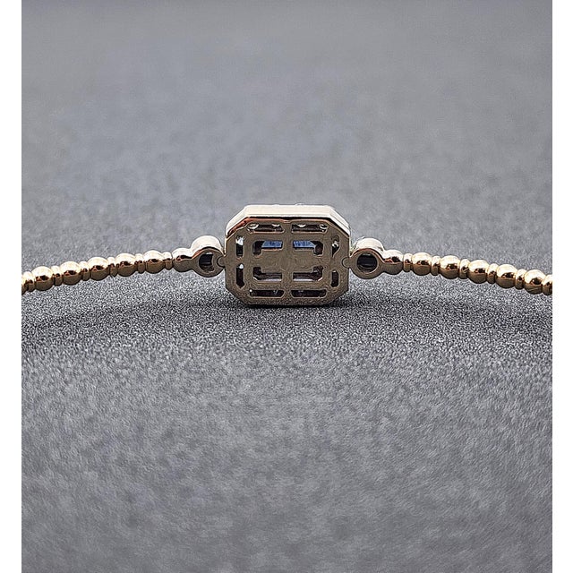 Blue 0.64 Ct Natural Sapphire & Diamond Flexible Bracelet For Sale - Image 8 of 9
