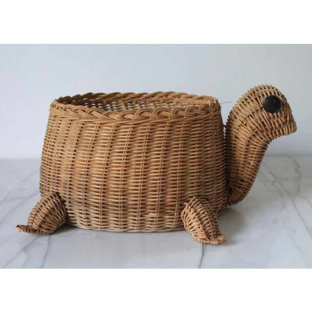 Farmhouse Vintage Wicker Turtle Planter Basket For Sale - Image 3 of 8