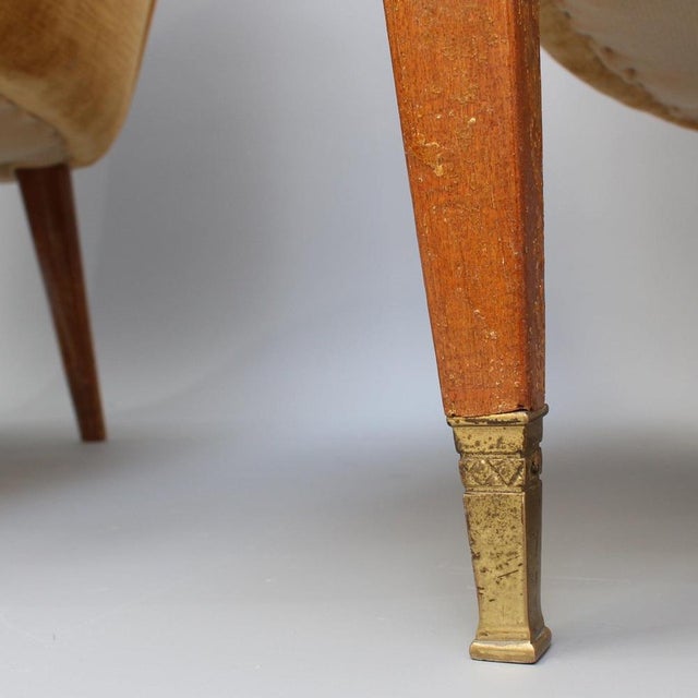 Set of Mid-Century Modern Italian Armchairs in Golden Velvet, 1950s For Sale - Image 11 of 12