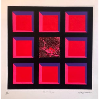 Ushio Shinohara, Silkscreen Day Glo Fluorescent Japanese Gyu-chan Neo Dada Print Plum Tree Litho, c.1969 For Sale