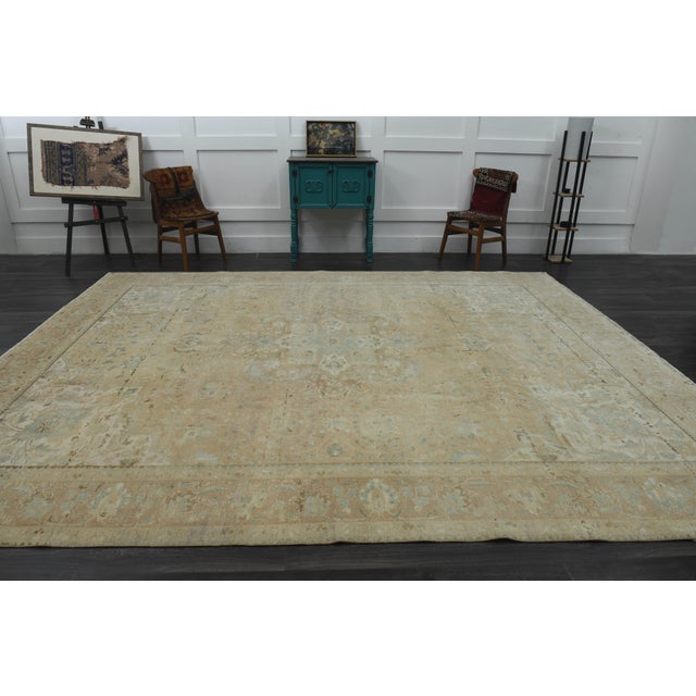 Persian 1970s Vintage Persian Handmade Wool Cotton Orange Area Rug For Sale - Image 3 of 11