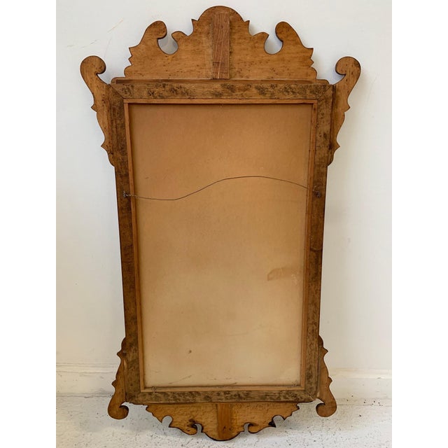 Antique Chippendale Style Bird’s-Eye Maple Wall Mirror For Sale - Image 4 of 7