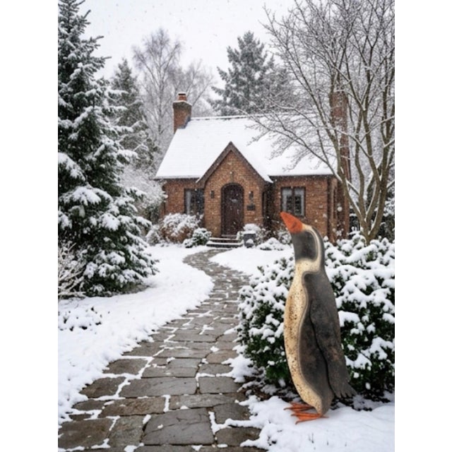 Vintage Folk Art Painted Sheet Metal Penguin Garden Statue For Sale - Image 10 of 12
