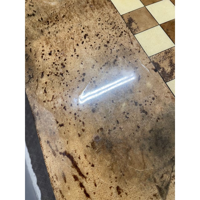 Mid-Century Modern 1970s Aldo Tura Brown and Cream Goatskin Game Table For Sale - Image 3 of 12