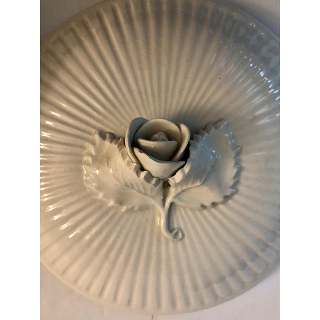 Portugal Blanc De Chine Ribbed Decorative Covered Bowl With Rose For Sale - Image 4 of 11