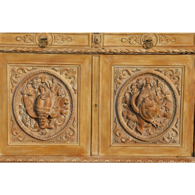 19th Century French Renaissance Revival Carved Oak Large Hunt Buffet For Sale - Image 15 of 18