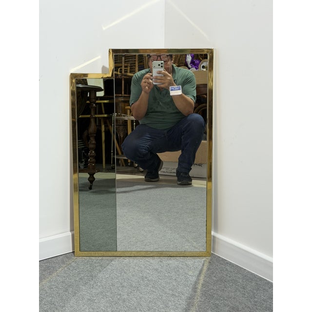 Brass Wall Mirror, Italy, 1970 For Sale - Image 3 of 8