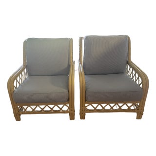 1980s 2 Ficks Reed Distressed Pineapple Club Chairs For Sale