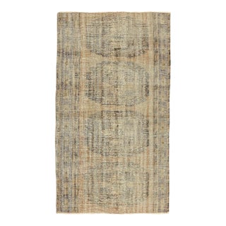 Mid 20th Century Distressed Vintage Turkish Oushak Rug For Sale