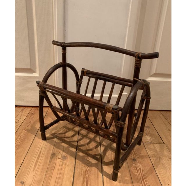 Magazine Rack in Bent Rattan and Bamboo, France, 1970 For Sale - Image 6 of 11