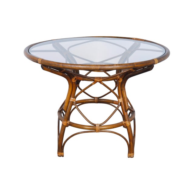 1980s Bamboo and Glass Dining Table For Sale In Tampa - Image 6 of 6