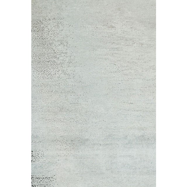 Contemporary Rug & Kilim’s Contemporary Abstract Rug in Blue, Cream and Black With Striae For Sale - Image 3 of 7