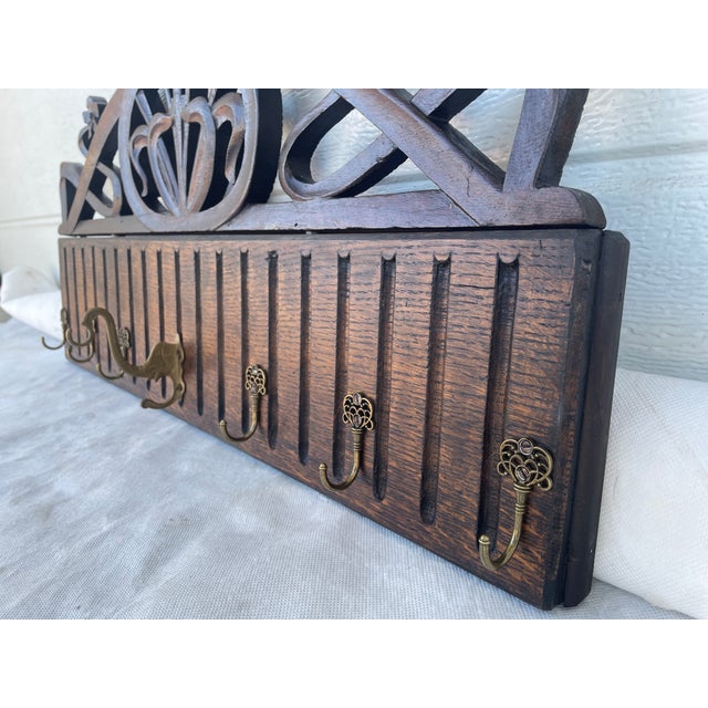 Antique Neo-Gothic Coat Rack in Oak, 1890s For Sale - Image 11 of 18