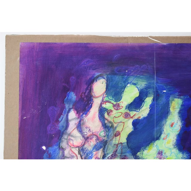 Vintage Original Lucia Wilcox Gouache Mixed Median Abstract Nudes Painting Sketch For Sale - Image 4 of 10