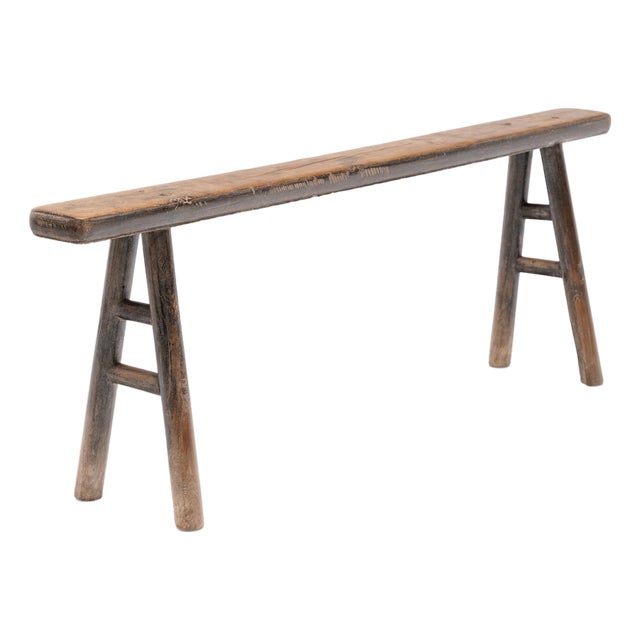 Chinese Narrow Splayed Leg Bench, C. 1850 For Sale