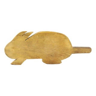 1800's/1900's Folk Art Wooden Bunny Rabbit Shaped Cutting Board Trivet For Sale