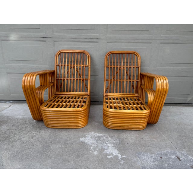 Paul Frankl Style Rattan Bamboo Pretzel One-Arm Club Lounge Chairs Loveseat Sofa For Sale In San Francisco - Image 6 of 13