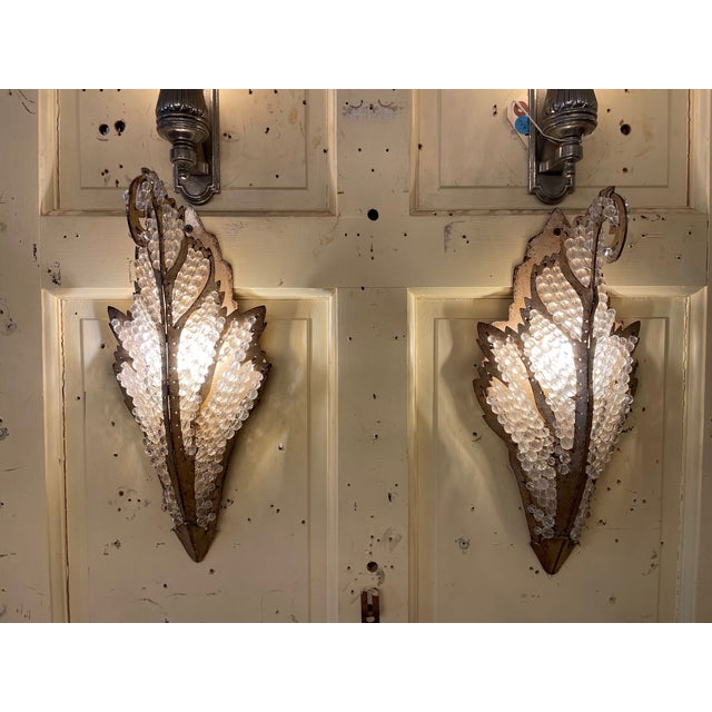Pair of Niermann Weeks Hollywood Regency Biarritz Style Mecca Finish Wall Sconces. Wiring has been professionally checked...