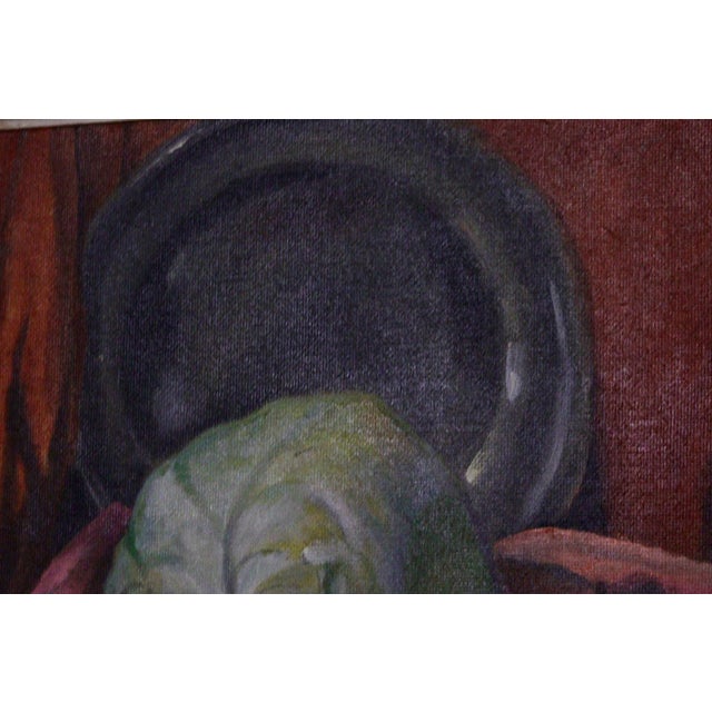 S. Jonsson, Still Life with Cabbage and Fruit, 1970s, Oil on Panel, Framed For Sale - Image 7 of 11
