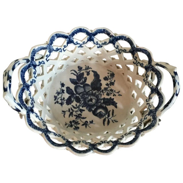 18th Century English George III Worcester Porcelain Oval Basket For Sale - Image 11 of 11