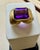 2020s 6 Carat Emerald Cut Amethyst Unisex Bezel Set Cocktail Ring in 18 Kt Yellow Gold For Sale - Image 5 of 8