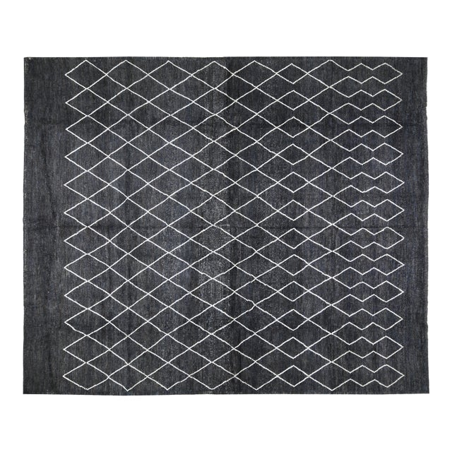 Moroccan Hand Knotted Wool Rug, 10'6"x13'7" For Sale