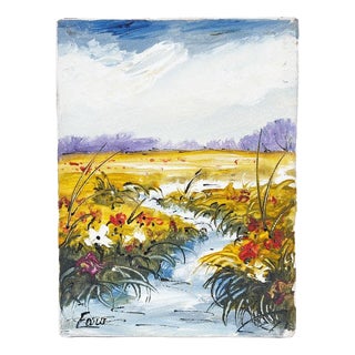 Unknown, Floral Painting, 1980s, Oil on Canvas For Sale