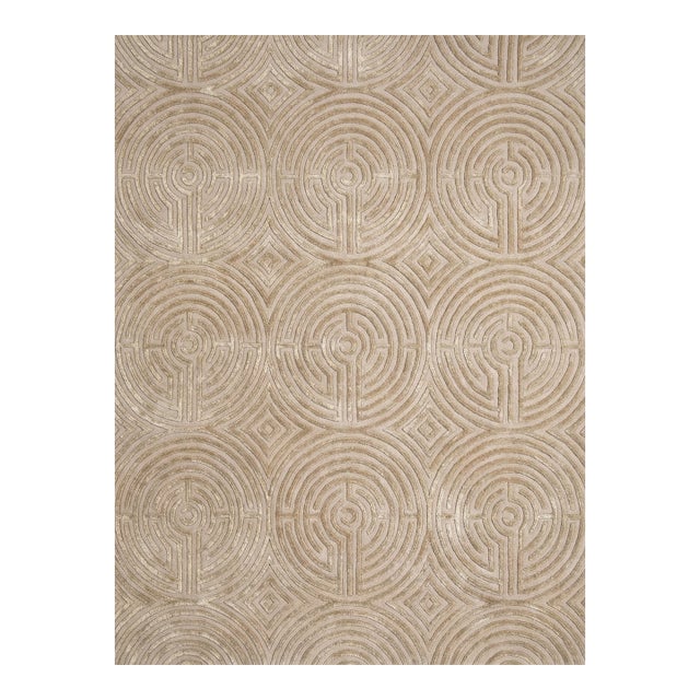 Sample Lucca Maze Rug, Wheat Tan, 12x12 For Sale