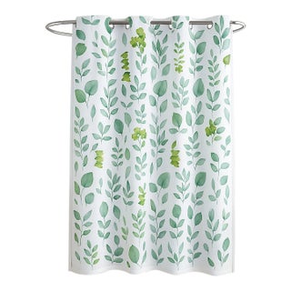 Floral Hookless Shower Curtain 71Wx74L, No Hooks Needed, Snap-in Washable Liner For Sale