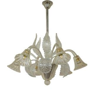 Vintage Six-Light Murano Blown Glass Chandelier from Barovier & Toso, 1930s For Sale