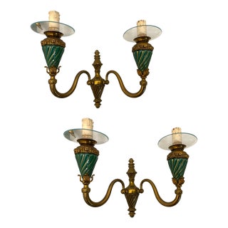 Bronze Ceramic Sconces, 1950s, Set of 2 For Sale