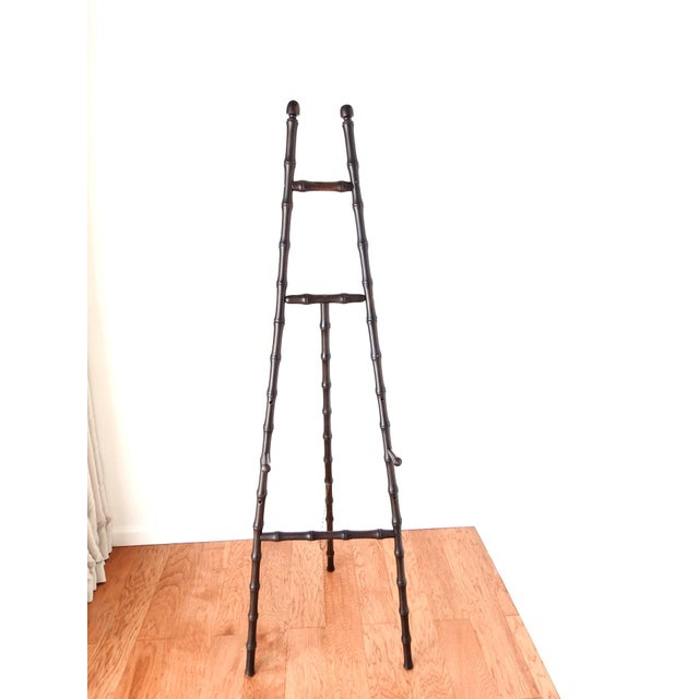 Faux Bamboo Floor Easel Display Stand Foldable Wood Easel Dark Brown Finish For Sale - Image 11 of 14