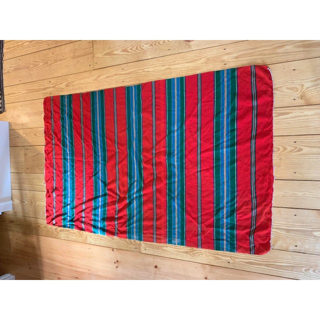 1960s 1970s Vintage Mexican Saltillo Wool Serape Blanket For Sale - Image 5 of 10